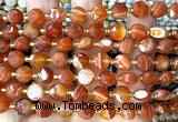 CCB1938 15 inches 8mm faceted coin red banded agate beads