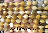 CCB1952 15 inches 8mm faceted coin yellow jade beads