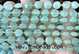 CCB1954 15 inches 8mm faceted coin green aventurine jade beads