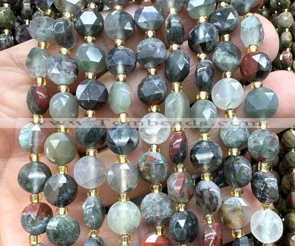 CCB1982 15 inches 8mm faceted coin blood jasper beads