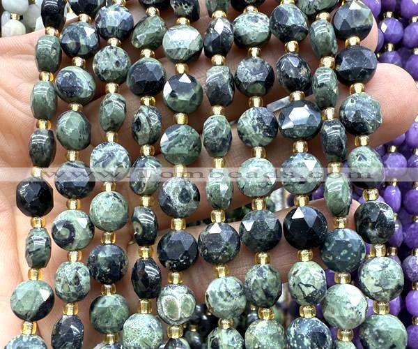 CCB1986 15 inches 8mm faceted coin kambaba jasper beads