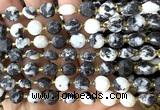 CCB1995 15 inches 8mm faceted coin black & white jasper beads