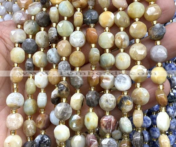 CCB2006 15 inches 8mm faceted coin yellow amazonite beads