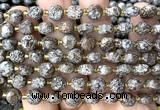 CCB2021 15 inches 8mm faceted coin Chinese snowflake obsidian beads