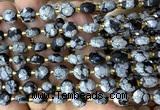 CCB2022 15 inches 8mm faceted coin snowflake obsidian beads