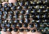 CCB2025 15 inches 8mm faceted coin golden obsidian beads