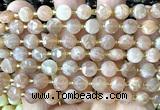 CCB2035 15 inches 8mm faceted coin moonstone gemstone beads