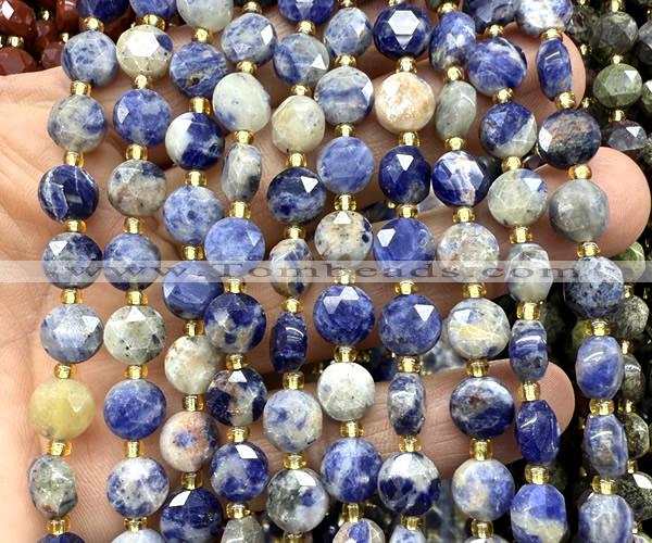 CCB2039 15 inches 8mm faceted coin orange sodalite beads