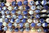 CCB2039 15 inches 8mm faceted coin orange sodalite beads