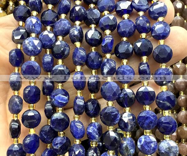 CCB2040 15 inches 8mm faceted coin sodalite gemstone beads