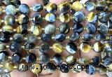 CCB2050 15 inches 8mm faceted coin golden & blue tiger eye beads