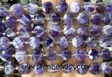 CCB2084 15 inches 10mm faceted coin dogtooth amethyst beads
