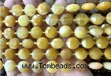 CCB2110 15 inches 10mm faceted coin yellow jade beads