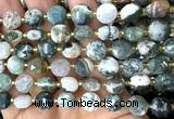 CCB2122 15 inches 10mm faceted coin tree agate beads
