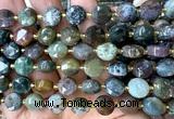 CCB2124 15 inches 10mm faceted coin Indian agate beads
