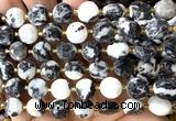 CCB2161 15 inches 10mm faceted coin black & white jasper beads