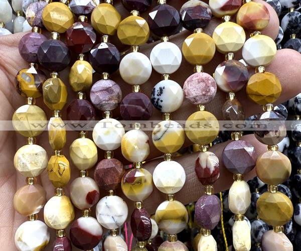 CCB2171 15 inches 10mm faceted coin mookaite gemstone beads