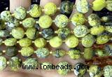 CCB2177 15 inches 10mm faceted coin yellow turquoise beads