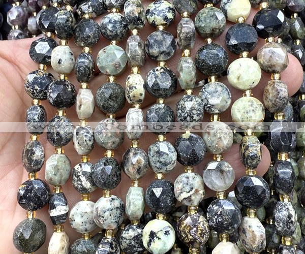 CCB2178 15 inches 10mm faceted coin African turquoise beads