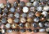 CCB2179 15 inches 10mm faceted coin fossil coral beads
