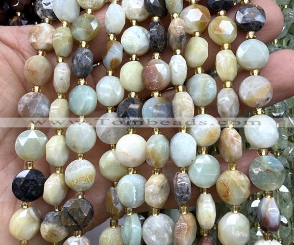 CCB2180 15 inches 10mm faceted coin colorful amazonite beads