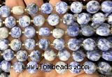 CCB2184 15 inches 10mm faceted coin blue spot stone beads