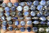 CCB2186 15 inches 10mm faceted coin dumortierite gemstone beads