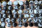 CCB2192 15 inches 10mm faceted coin snowflake obsidian beads
