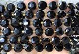 CCB2195 15 inches 10mm faceted coin black obsidian beads