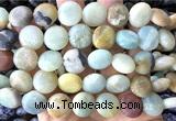 CCB2272 15 inches 15mm flat round matte colorful amazonite beads