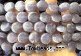 CCB2277 15 inches 15mm flat round matte lepidolite beads wholesale