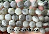 CCB2278 15 inches 15mm flat round matte labradorite beads wholesale