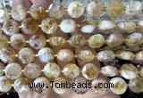 CCB2303 15 inches 12mm faceted coin citrine gemstone beads