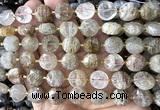 CCB2308 15 inches 12mm faceted coin phantom quartz beads
