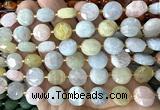 CCB2314 15 inches 12mm faceted coin morganite gemstone beads