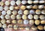 CCB2317 15 inches 12mm faceted coin yellow crazy lace agate beads