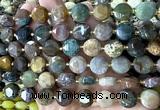 CCB2319 15 inches 12mm faceted coin Indian agate gemstone beads