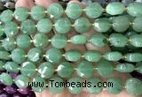 CCB2328 15 inches 12mm faceted coin green aventurine jade beads