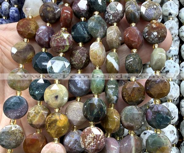 CCB2344 15 inches 12mm faceted coin ocean jasper beads