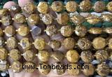 CCB2346 15 inches 12mm faceted coin elephant skin jasper beads