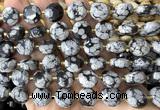 CCB2353 15 inches 12mm faceted coin snowflake obsidian beads