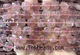 CCB2402 15 inches 10mm faceted square strawberry quartz beads