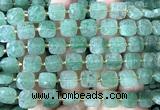 CCB2403 15 inches 10mm faceted square green strawberry quartz beads