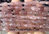 CCB2452 15 inches 9*13mm faceted rectangle strawberry quartz beads