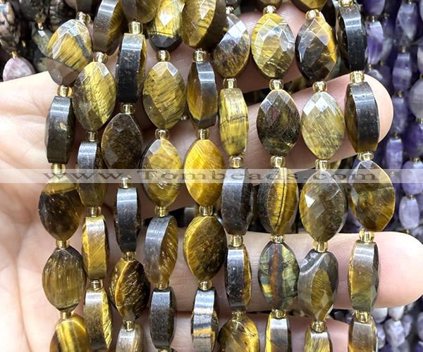 CCB2519 15 inches 9*14mm faceted marquise yellow tiger eye beads