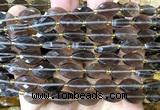 CCB2522 15 inches 9*14mm faceted marquise ice black obsidian beads