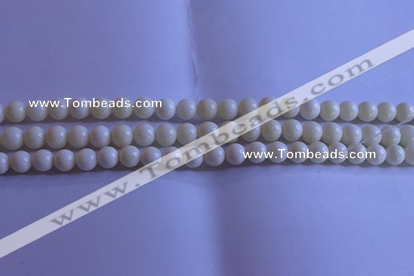 CCB301 15.5 inches 6mm round white coral beads wholesale