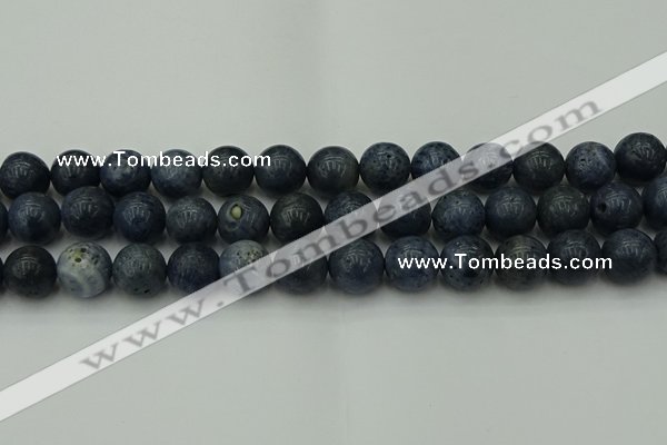 CCB455 15.5 inches 14mm round blue coral beads wholesale