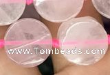 CCB500 15.5 inches 12mm coin rose quartz beads wholesale