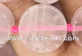 CCB502 15.5 inches 16mm coin rose quartz beads wholesale